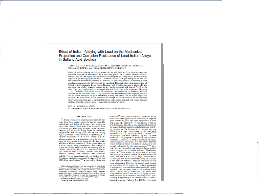 Effect of Indium Alloying with Lead on the Mechanical Properties and Corrosion Resistance of Lead-Indium Alloys in Sulfuric Acid Solution